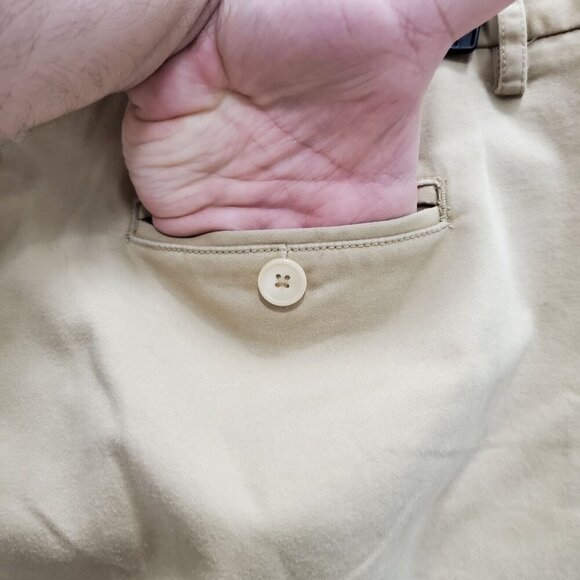 Talbots Petite Tan Stretch Cropped Leg Flat Front Khaki Uniform Pants Size 12 - Picture 7 of 8